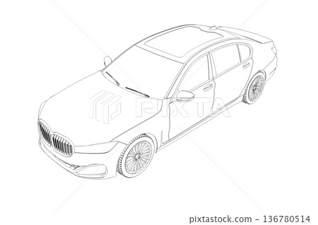 car outline drawing, sketch, contour image car outline drawing, sketch, contour image 136780514
