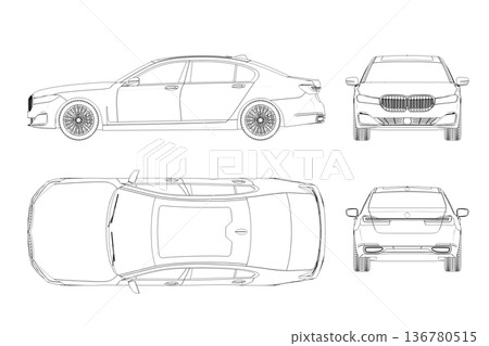 car outline drawing, sketch, contour image car outline drawing, sketch, contour image 136780515