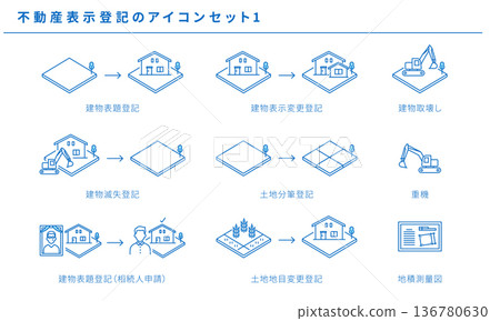 Real estate registration simple icon set 1, vector 136780630