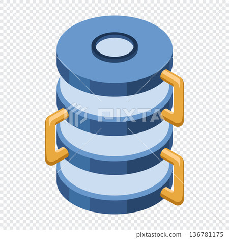 Isometric cloud database. Cloud computing and file cloud storage. Big data storage technology. Isometric technology. Vector illustration 136781175