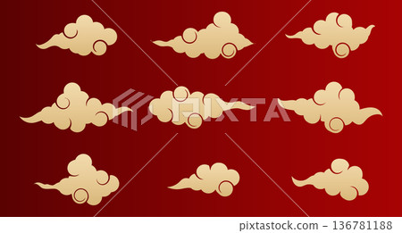Set of chinese cloud icon. Set of japanese cloud. Asian clouds. Decorative elements for design. Vector illustration Set of chinese cloud icon. Set of japanese cloud. Asian clouds. Decorative elements for design. Vector illustration 136781188