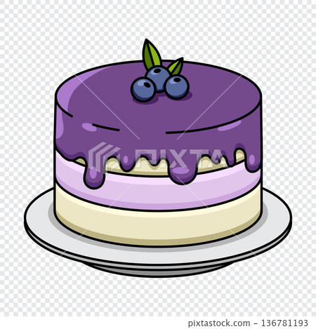 Blueberry cake. Cake with berries. Delicious sweet dessert concept. Happy birthday. Colorful decorative design elements. Vector illustration Blueberry cake. Cake with berries. Delicious sweet dessert concept. Happy birthday. Colorful decorative design elements. Vector illustration 136781193