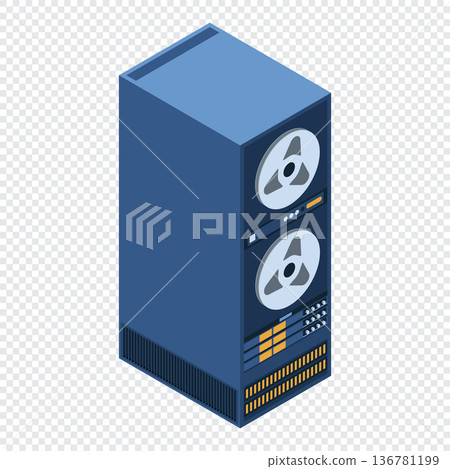 Server rack. Isometric server. Server network equipment. Computer network technology. Isometric technology. Vector illustration 136781199