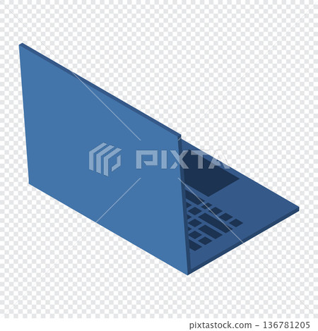 Isometric laptop. Isometric laptop backside. Programming on laptop concept. Isometric technology. Vector illustration 136781205