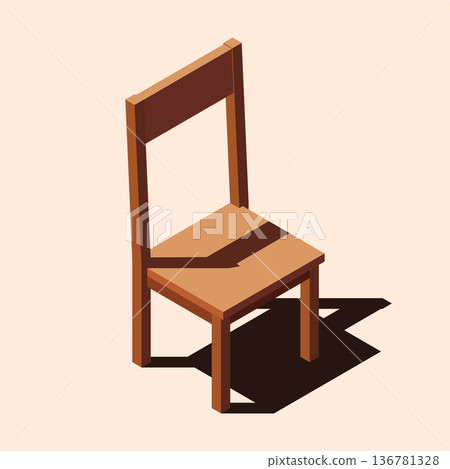 Isometric chair. Wooden chair. Isometric dining room furniture. Isometric furniture Isometric chair. Wooden chair. Isometric dining room furniture. Isometric furniture 136781328