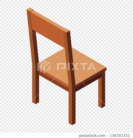 Isometric chair. Wooden chair. Isometric dining room furniture. Isometric furniture 136781331