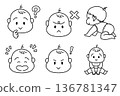 一組簡單的線條畫嬰兒 136781347