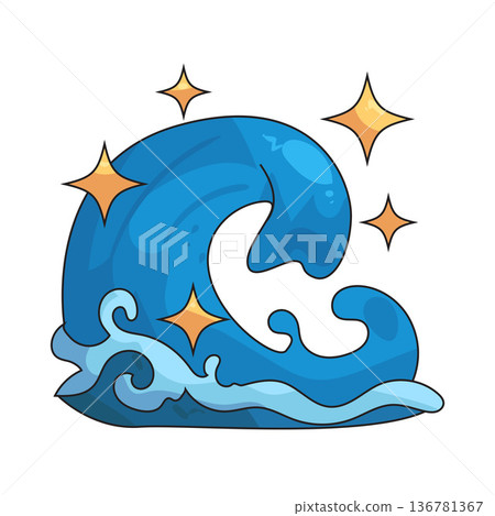 Illustration of wave with sparkle 136781367