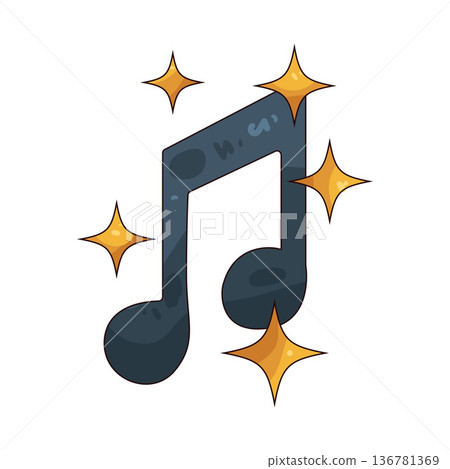 Illustration of music note with sparkle Illustration of music note with sparkle 136781369
