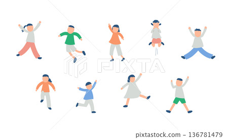 一組充滿活力的兒童運動插圖 136781479