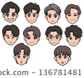 一組不同男孩臉部的插圖 136781481