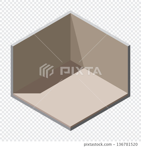 Isometric empty room. Isometric home room. Room interior without furniture. Square space. Vector illustration 136781520