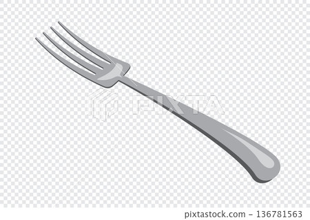 Isometric fork. Shiny fork. Isometric cutlery. Isometric tableware. Vector illustration 136781563