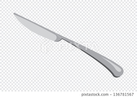 Isometric knife. Shiny knife. Isometric cutlery. Isometric tableware. Vector illustration 136781567