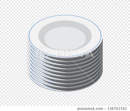 Isometric plates. Empty plates. Isometric cutlery. Isometric tableware. Vector illustration Isometric plates. Empty plates. Isometric cutlery. Isometric tableware. Vector illustration 136781581
