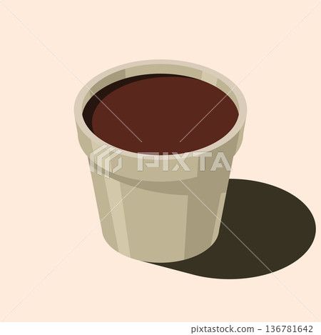 Isometric plant pot. Empty flower pot. Plant pot with soil. Isometric clay pot. Vector illustration Isometric plant pot. Empty flower pot. Plant pot with soil. Isometric clay pot. Vector illustration 136781642