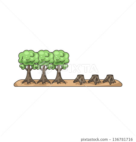 Illustration of Deforestation  136781716