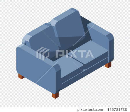 Isometric sofa. Modern sofa. Comfortable and cozy soft furniture. Isometric home furniture. Living room furniture Isometric sofa. Modern sofa. Comfortable and cozy soft furniture. Isometric home furniture. Living room furniture 136781788