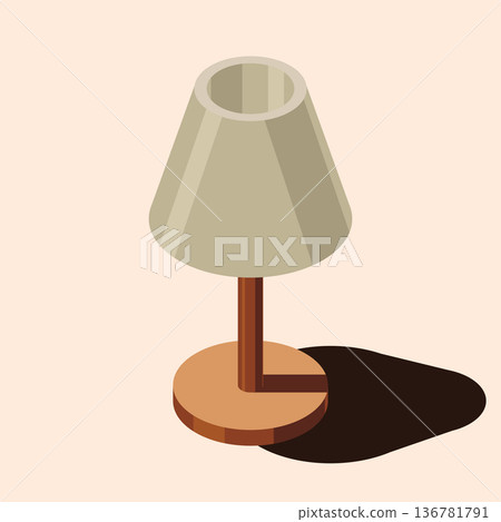 Isometric table lamp. Bedroom night table lamp. Elements of home interior design. Isometric home furniture Isometric table lamp. Bedroom night table lamp. Elements of home interior design. Isometric home furniture 136781791