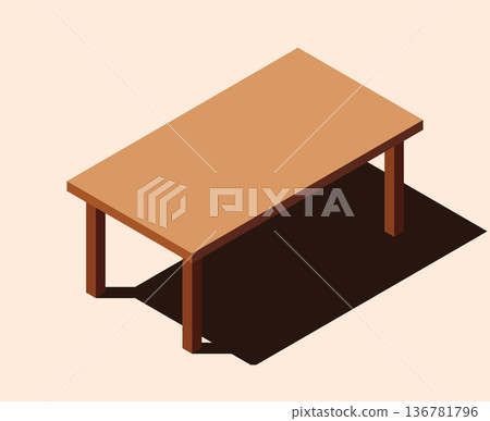 Isometric table. Wooden table. Modern table. Isometric home furniture. Living room furniture Isometric table. Wooden table. Modern table. Isometric home furniture. Living room furniture 136781796