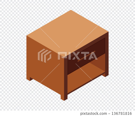 Isometric bedside table. Isometric nightstand. Wooden bedside table. Isometric bedroom furniture. Isometric home furniture Isometric bedside table. Isometric nightstand. Wooden bedside table. Isometric bedroom furniture. Isometric home furniture 136781816
