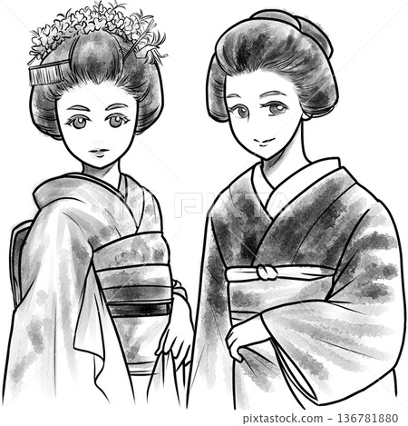 一個穿著和服的女人 136781880