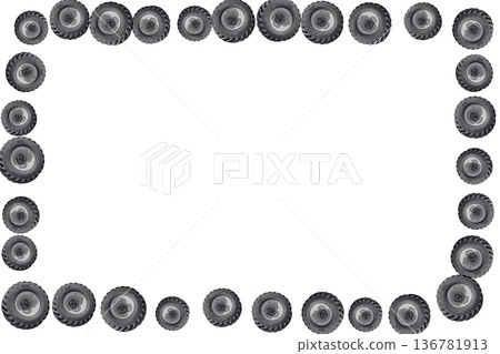 Car wheels tyre frame on blue purple background 136781913