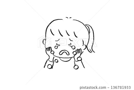 A crying girl with tears streaming down her face 136781933