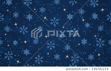 Snowflakes seamless pattern. Falling snowflakes. Winter holidays theme. Seamless background with snowflakes. Snowfall. Vector illustration 136782214