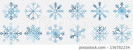 Set of watercolor snowflakes. Collection of artistic snowflakes with watercolor texture. Set of snowflakes. Vector illustration Set of watercolor snowflakes. Collection of artistic snowflakes with watercolor texture. Set of snowflakes. Vector illustration 136782234