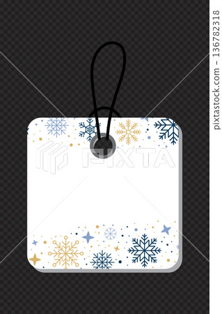 Gift winter tag. Snowflakes gift tag. Gift tag with snowflakes pattern. Sale promotion and gift card. Vector illustration Gift winter tag. Snowflakes gift tag. Gift tag with snowflakes pattern. Sale promotion and gift card. Vector illustration 136782318