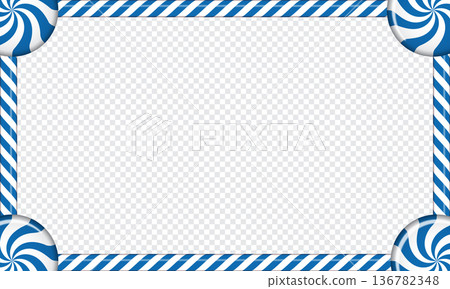 Rectangle candy cane frame with blue and white striped lollipop pattern. Vector illustration Rectangle candy cane frame with blue and white striped lollipop pattern. Vector illustration 136782348