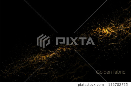 Abstract chaotic isolated arc of golden hue on black background Abstract chaotic isolated arc of golden hue on black background 136782755
