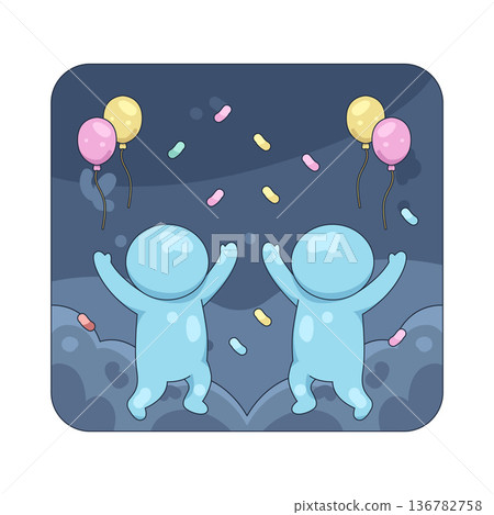 Illustration of People celebrate New Year Illustration of People celebrate New Year 136782758