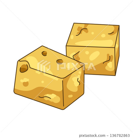 Illustration of cheese cube Illustration of cheese cube 136782863