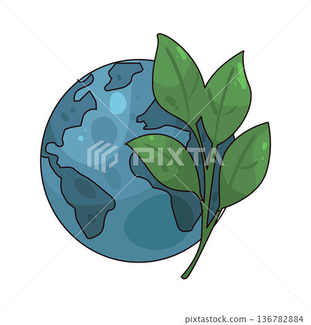 Illustration of Earth with leaf Illustration of Earth with leaf 136782884