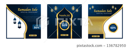 Ramadhan sale social media post. Set ramadan sale. Ramadan banner template. Copy space for content promo product. Vector illustration Ramadhan sale social media post. Set ramadan sale. Ramadan banner template. Copy space for content promo product. Vector illustration 136782950