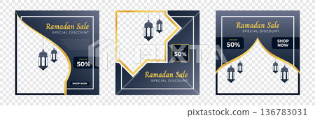 Ramadhan sale social media post. Set ramadan sale. Ramadan banner template. Copy space for content promo product. Vector illustration Ramadhan sale social media post. Set ramadan sale. Ramadan banner template. Copy space for content promo product. Vector illustration 136783031