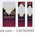 Set of ramadan sale banners. Elegant ramadan sale for social media. Modern social media advertising banner. Copy space for content promo product 136783040