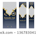 Set of ramadan sale banners. Elegant ramadan sale for social media. Modern social media advertising banner. Copy space for content promo product 136783041