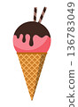 Ice cream. Colorful ice cream cone. Sweet ice cream. Cartoon cute style. Vector illustration 136783049