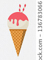 Ice cream. Colorful ice cream cone. Sweet ice cream. Cartoon cute style. Vector illustration 136783066