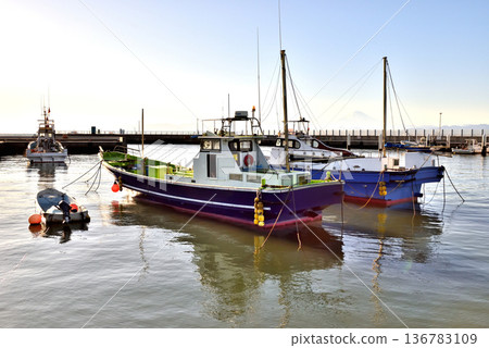 Fishing boats moored at Katase Fishing Port Fishing boats moored at Katase Fishing Port 136783109