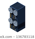 Server rack. Isometric server. Server network equipment. Computer network technology. Isometric technology 136783118