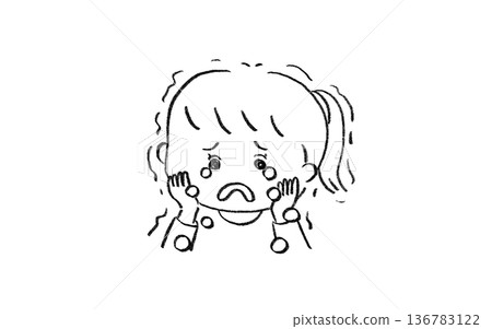 A crying and trembling girl 136783122