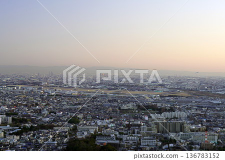 Ikeda city evening view from a hill Ikeda city evening view from a hill 136783152