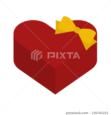 Heart-shaped gift with a big ribbon Heart-shaped gift with a big ribbon 136783281