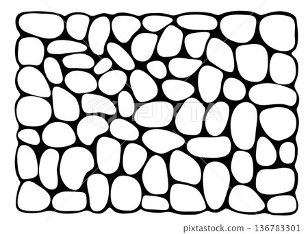 Cobblestone road, irregular hand drawn texture. Vector graphic sidewalk, old gravel path, wall Cobblestone road, irregular hand drawn texture. Vector graphic sidewalk, old gravel path, wall 136783301