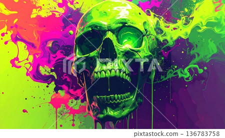 A grunge skull and crossbones illustration featuring a scary human skeleton head in a gothic vector design perfect for a spooky pirate tattoo or horror themed Halloween art symbol A grunge skull and crossbones illustration featuring a scary human skeleton head in a gothic vector design perfect for a spooky pirate tattoo or horror themed Halloween art symbol 136783758