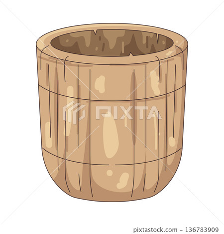 Illustration of wooden bucket Illustration of wooden bucket 136783909
